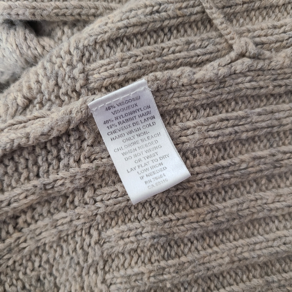 ♡ Y2K ♡ Abercrombie Beige Brown Cableknit Rabbit Hair Babydoll Cardigan Sweater - Picture 10 of 10